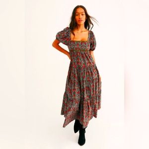 Free People Floral Maxi Dress - Red and Green